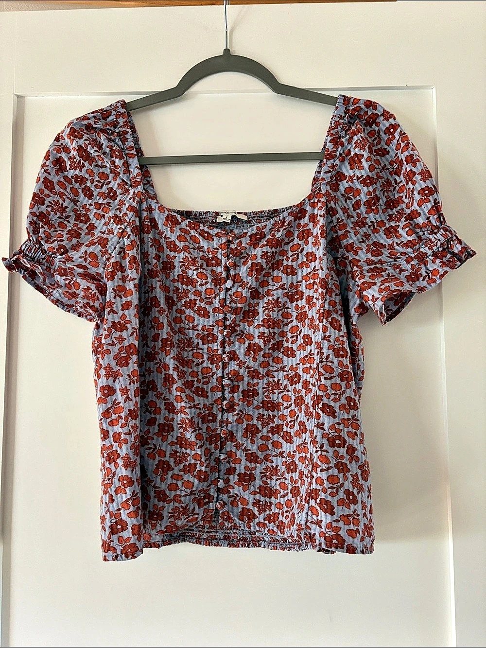 Madewell Kallie Button Front Smocked Back Top - Piccola Floral